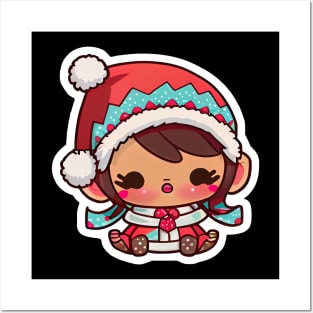 Chibi Kawaii Cute Adorable Little Girl Wearing Winter Clothes Posters and Art